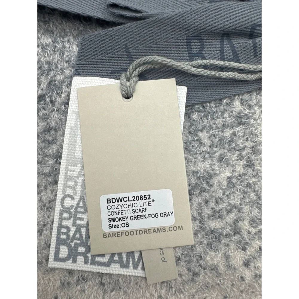 Barefoot Dreams CozyChic Lite Confetti Scarf Beanie Set‎ Smokey Green Fog Gray